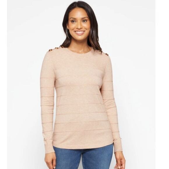 Pink Clover Olea Shoulder Button Detail Sweater Beige NWT Womens Size L - Picture 1 of 8